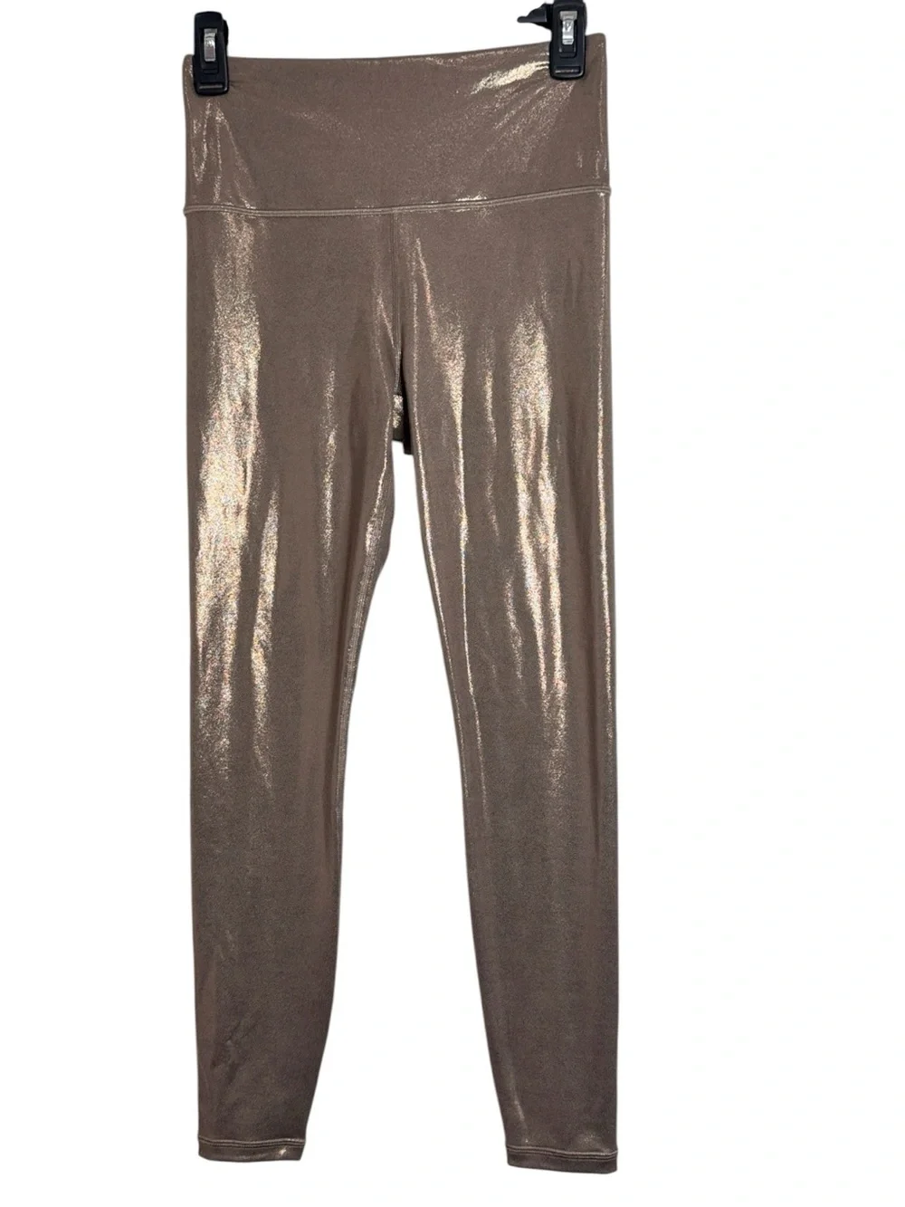 Athleta Elation Shine Bronze Metallic Copper High-Waist Tights Leggings size S